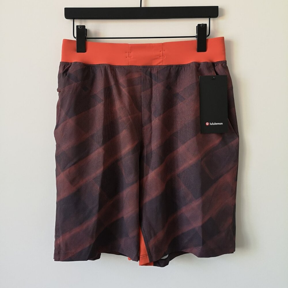 NWT LULULEMON CCTB Orange Black Multi T.H.E. Shorts 9" Linerless Men's Medium